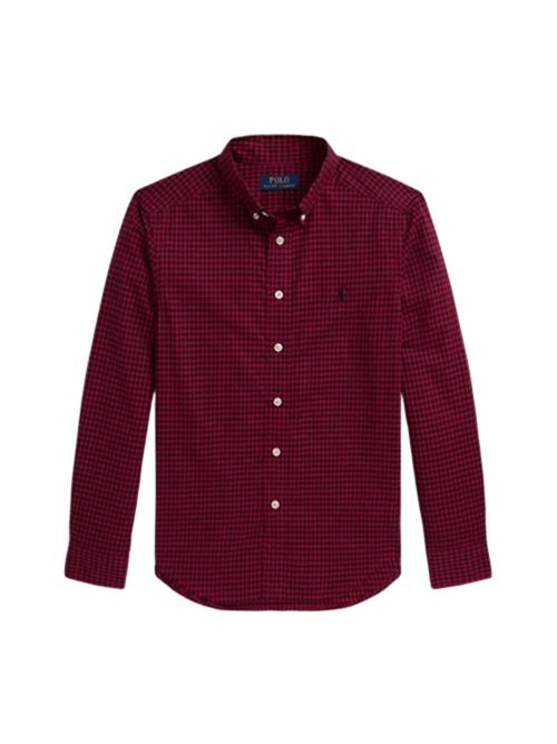 Camicia da bambino in puro cotone botton down, quadretti wine/black. POLO RALPH LAUREN | CAMICIE | 322980977001