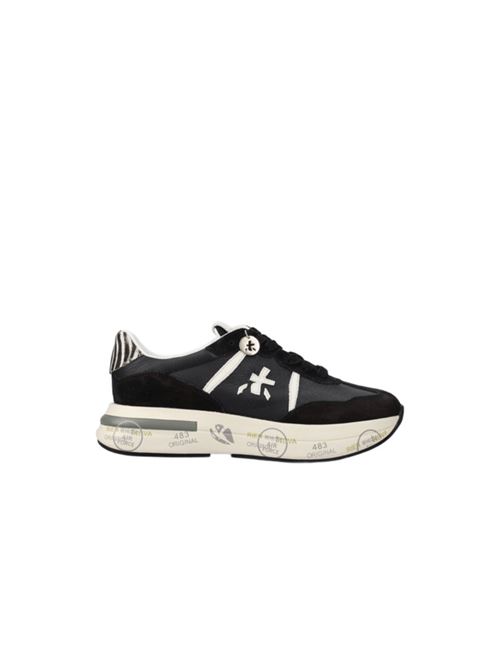 Sneakers da donna in pelle e camoscio con applicazioni in cavallino, colore nero PREMIATA | CASSIE7681
