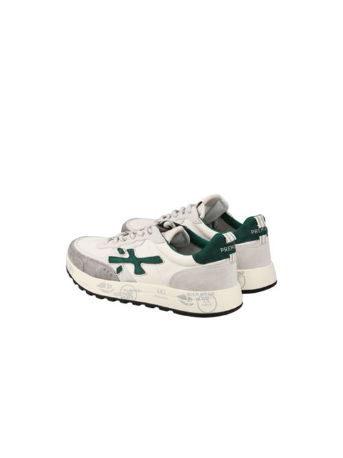 Sneakers da uomo in pelle color bianco/verde e camoscio ghiaccio/grigio PREMIATA | NOUS7727