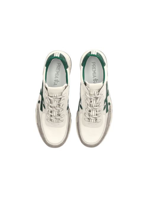 Sneakers da uomo in pelle color bianco/verde e camoscio ghiaccio/grigio PREMIATA | NOUS7727
