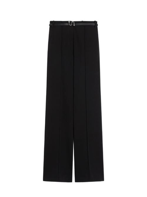 Pantalone da donna in maglia punto stoffa crêpe con cintura, vita alta, gamba flare, colore nero SPORTMAX | 2786025106001