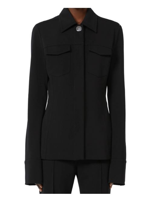 Giacca da donna in punto stoffa crêpe,  linea a camicia con chiusura nascosta, colore nero SPORTMAX | 2916015106001