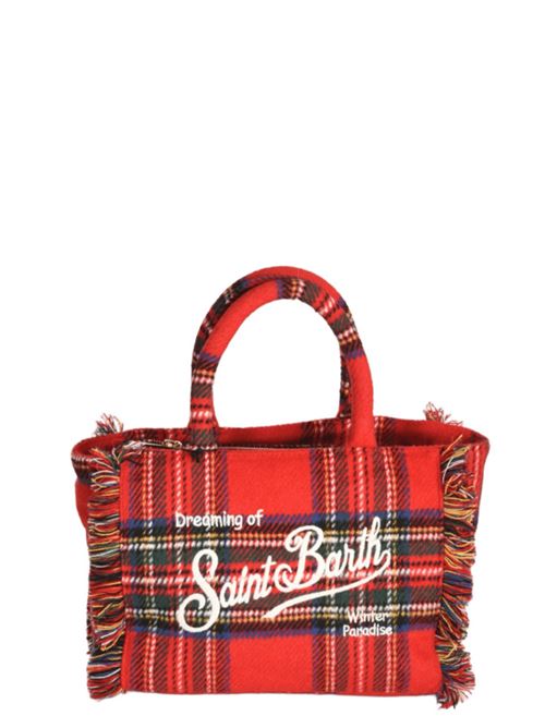 Borsa da donna in tartan di misto lana, a mano/tracolla, colore rosso/multicolor. MC2 SAINT BARTH | COL002900280I41EMB