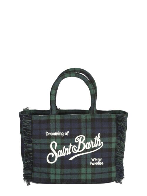 Borsa da donna in tartan di misto lana, a mano/tracolla, colore blu/verde. MC2 SAINT BARTH | COL002901365I5161EMB