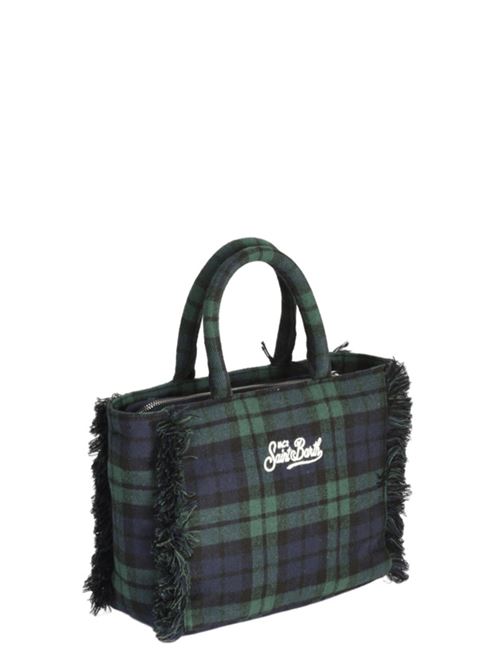 Borsa da donna in tartan di misto lana, a mano/tracolla, colore blu/verde. MC2 SAINT BARTH | COL002901365I5161EMB