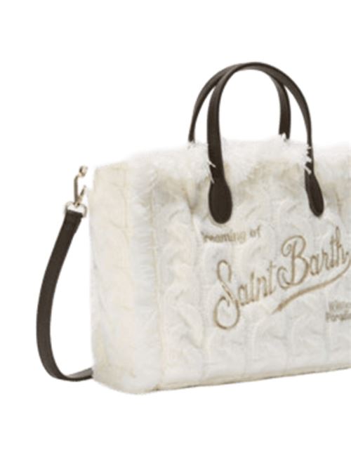 Borsa da donna in tessuto misto lana, lavorazione a trecce, a mano/tracolla, colore bianco. MC2 SAINT BARTH | COL003001346I10OREMB