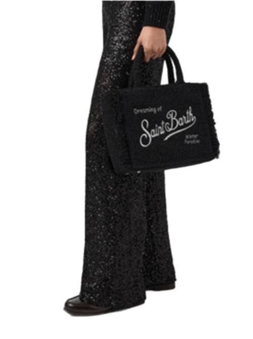Borsa da donna in tweed di misto lana, a mano/tracolla, logo, colore nero. MC2 SAINT BARTH | COL003600207I00EMB