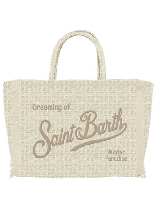 Borsa da donna in tweed di misto lana, a mano/tracolla, logo, colore bianco lana. MC2 SAINT BARTH | COL003601320I10EMB