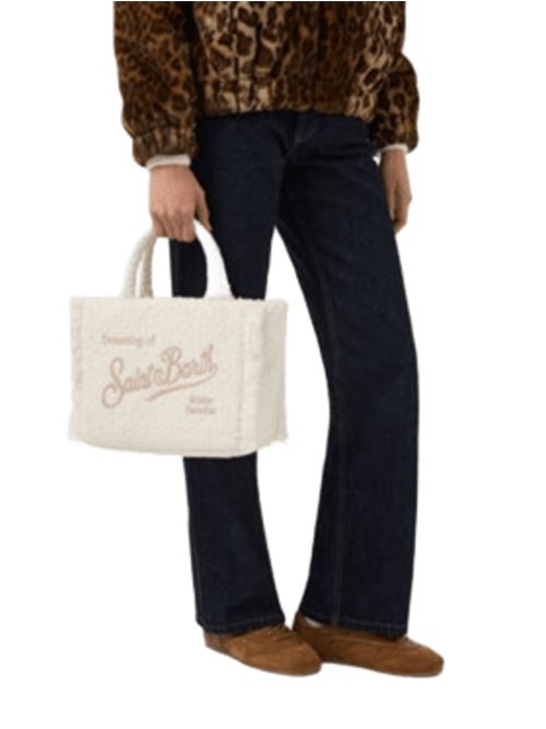 Borsa da donna in tweed di misto lana, a mano/tracolla, logo, colore bianco lana. MC2 SAINT BARTH | COL003601320I10EMB