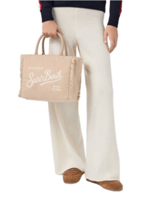 Borsa da donna in misto lana, a mano/tracolla, logo, colore beige. MC2 SAINT BARTH | COL003700296I12EMB