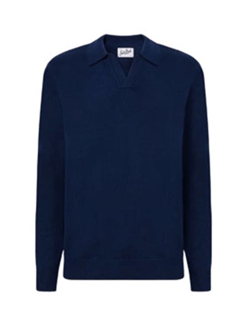Polo da uomo in pura lana, maniche lunghe, colore blu navy. MC2 SAINT BARTH | COV000900017I61