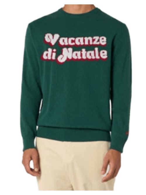 Maglione da uomo in misto lana, girocollo, jaquard VACANZE DI NATALE, colore verde MC2 SAINT BARTH | HER000100004I51
