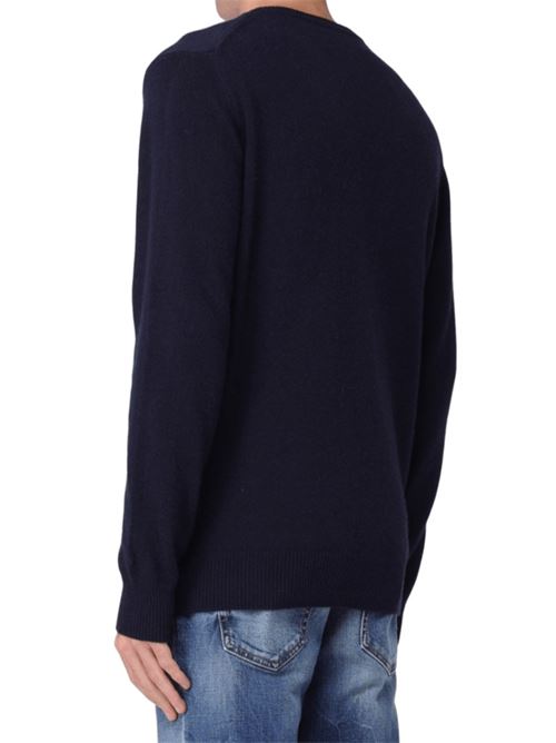 Maglione da uomo in misto lana, girocollo, jaquard  frontale ROCCARASO VS CORTINA, colore blu scuro. MC2 SAINT BARTH | HER000102010I61