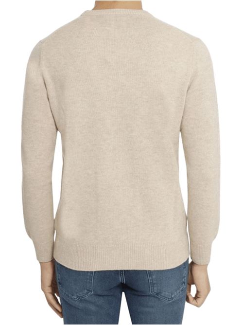 Maglione da uomo in misto lana, girocollo, maxi jaquard  frontale ST.MORITZ MICKEY, colore nocciola. MC2 SAINT BARTH | HER001101148I11