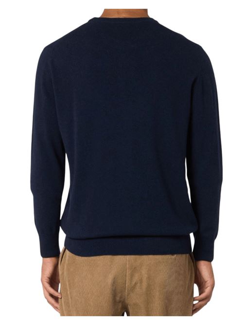 Maglione da uomo in misto lana e cashmere, girocollo, ricamo NON SONO BELLO... PIACCIO!, colore blu. MC2 SAINT BARTH | HER002402828I61