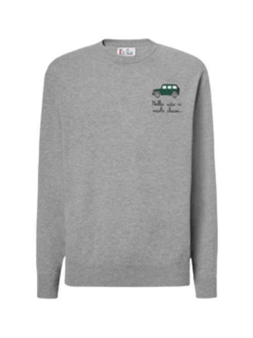 Maglione da uomo in misto lana e cashmere, girocollo, ricamo NELLA VITA CI VUOLE CLASSE CAR, colore grigio chiaro. MC2 SAINT BARTH | HER002403042I15ML