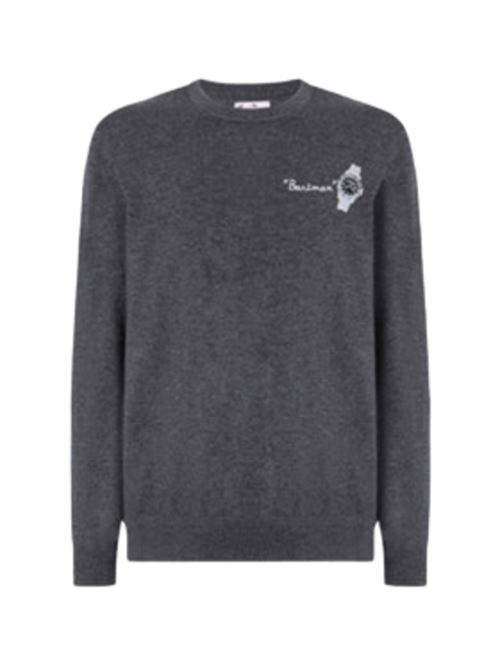 Maglione da uomo in misto lana e cashmere, girocollo, ricamo BARTHMAN, colore grigio. MC2 SAINT BARTH | HER002403128I15G