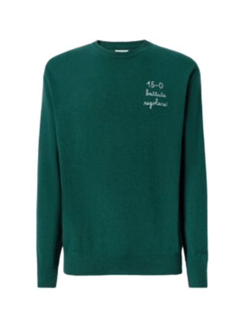 Maglione da uomo in misto lana e cashmere, girocollo, ricamo 15-0 BATTUTA REGOLARE, colore verde. MC2 SAINT BARTH | HER002403403I51