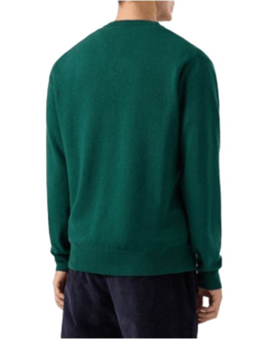 Maglione da uomo in misto lana e cashmere, girocollo, ricamo 15-0 BATTUTA REGOLARE, colore verde. MC2 SAINT BARTH | HER002403403I51