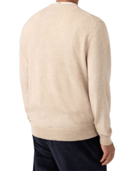 Maglione da uomo in misto lana e cashmere, girocollo, ricamo STO 'NA BOMBA, colore beige. MC2 SAINT BARTH | HER002403499I11