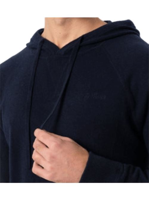 Maglione da uomo con cappuccio e tasca a canguro in maglia di lana, colore blu notte MC2 SAINT BARTH | MAH000200063I62