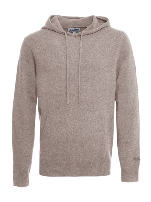 Maglione da uomo in pura lana, con cappuccio e tasca a canguro, colore beige. MC2 SAINT BARTH | MAH000200022I12