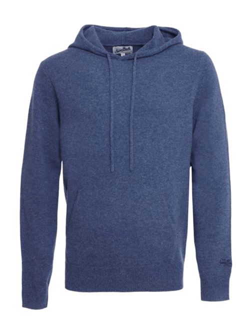 Maglione da uomo con cappuccio e tasca a canguro in maglia di lana, colore denim MC2 SAINT BARTH | MAH000200059I