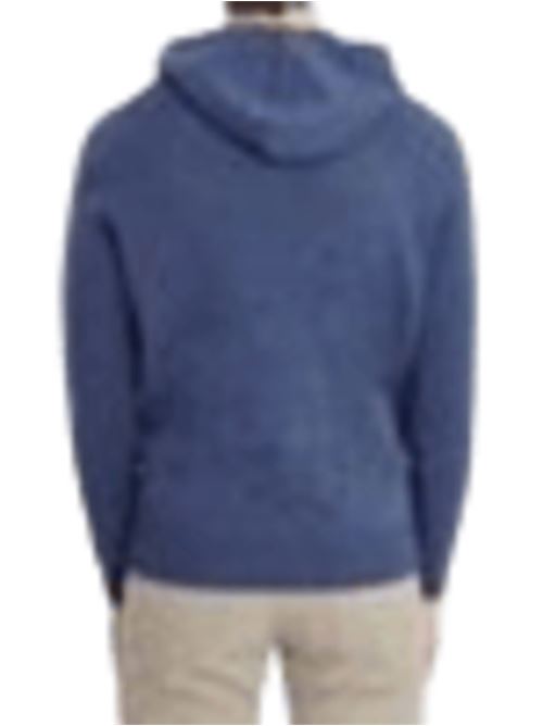 Maglione da uomo con cappuccio e tasca a canguro in maglia di lana, colore denim MC2 SAINT BARTH | MAH000200059I