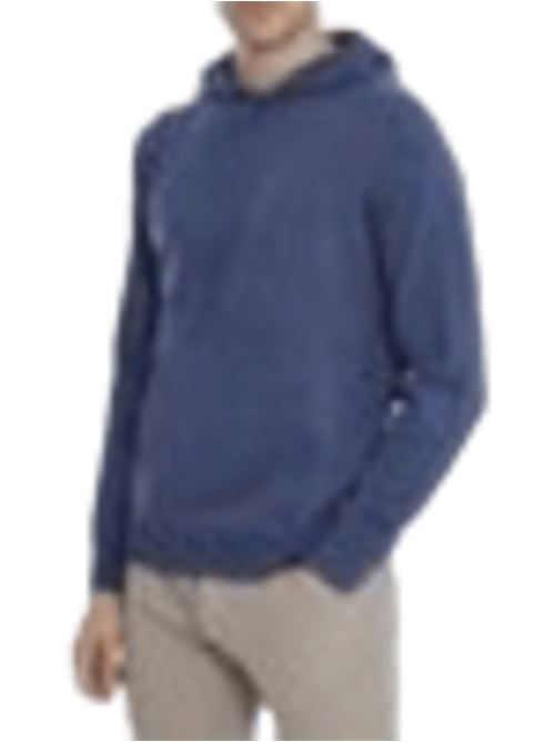 Maglione da uomo con cappuccio e tasca a canguro in maglia di lana, colore denim MC2 SAINT BARTH | MAH000200059I