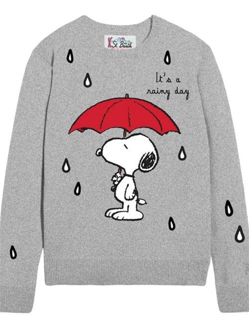 Maglia da donna in misto lana e cashmere, girocollo SNOOPY/RAIN, color cammello MC2 SAINT BARTH | QUE001000438I15MLEMB