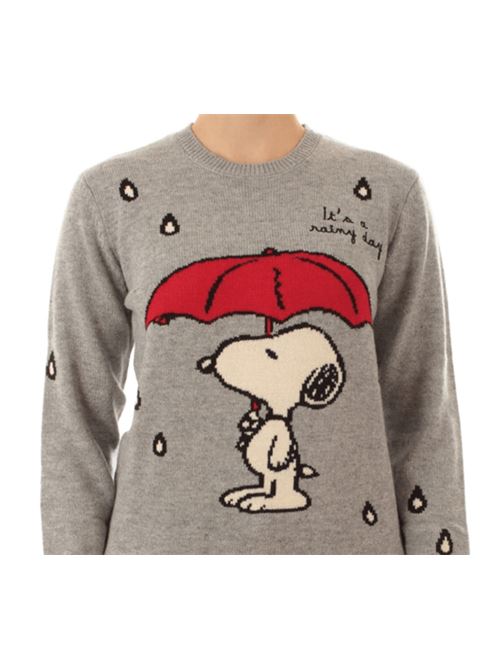 Maglia da donna in misto lana e cashmere, girocollo SNOOPY/RAIN, color cammello MC2 SAINT BARTH | QUE001000438I15MLEMB