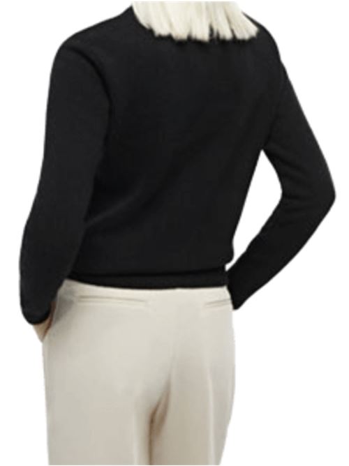 Maglia da donna in misto lana e cashmere, girocollo, jacquard ODIO IL LUNEDì in  bianco sullo sfondo nero MC2 SAINT BARTH | QUE001004101I00