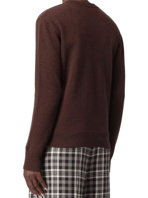 Maglia da donna in misto lana e cashmere, girocollo, jacquard bianco TEAM BLONDE, colore marrone. MC2 SAINT BARTH | QUE001004104I18