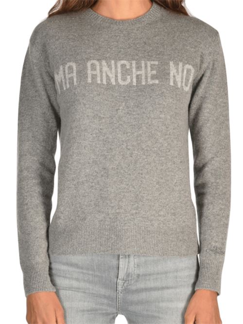Maglia da donna in misto lana e cashmere, girocollo, jacquard in bianco MA ANCHE NO, colore grigio. MC2 SAINT BARTH | QUE001004106I15M