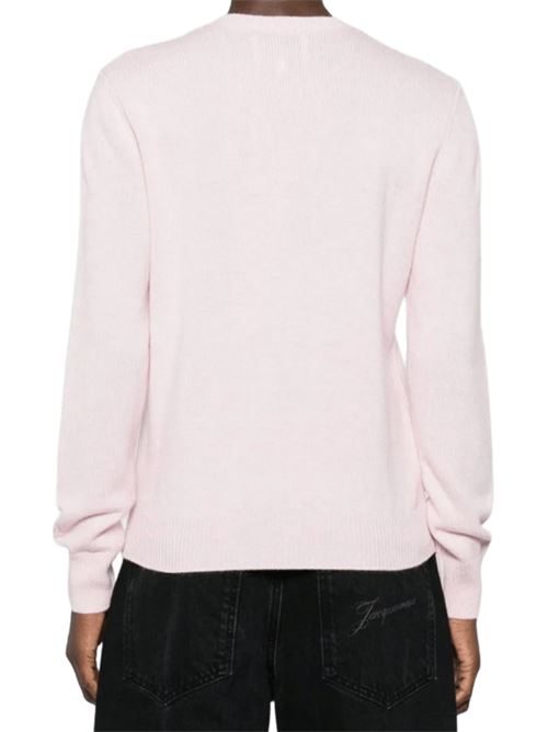 Maglia da donna in misto lana e cashmere, girocollo, jacquard SONO A DIETA DA DOMANI, colore rosa chiaro. MC2 SAINT BARTH | QUE001004111I21