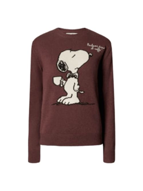 Maglia da donna in misto lana e cashmere, girocollo SNOOPY/CAFFè, colore marrone MC2 SAINT BARTH | QUE001004144I18EMB