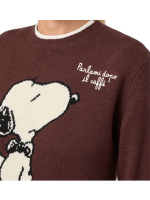 Maglia da donna in misto lana e cashmere, girocollo SNOOPY/CAFFè, colore marrone MC2 SAINT BARTH | QUE001004144I18EMB