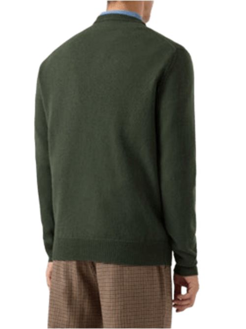 Maglione da uomo in pura lana, girocollo, color verde militare MC2 SAINT BARTH | REGE01100011I52