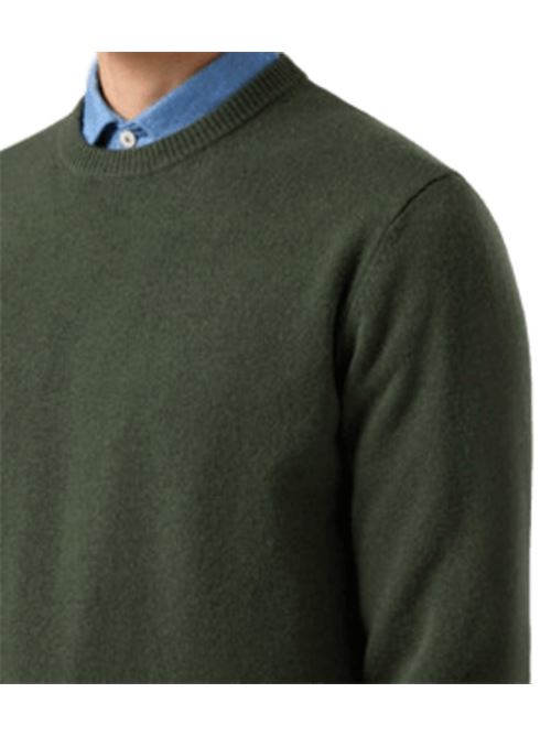 Maglione da uomo in pura lana, girocollo, color verde militare MC2 SAINT BARTH | REGE01100011I52