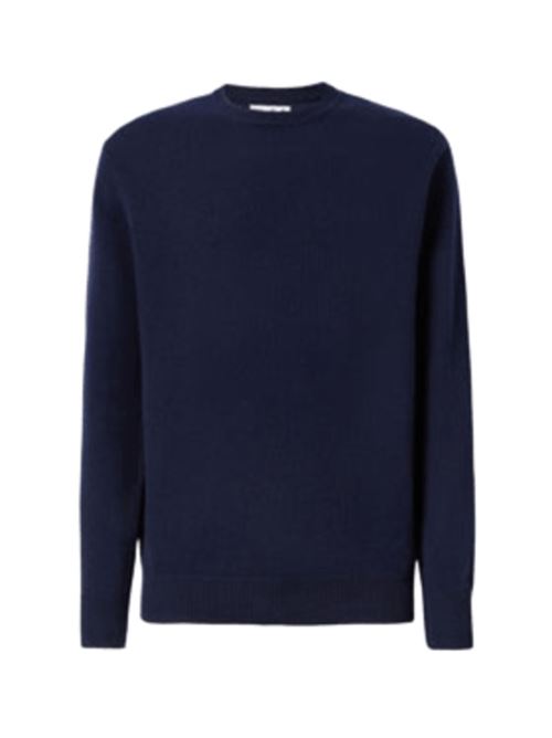 Maglione da uomo in pura lana, girocollo, color blu notte MC2 SAINT BARTH | REGE01100063I62