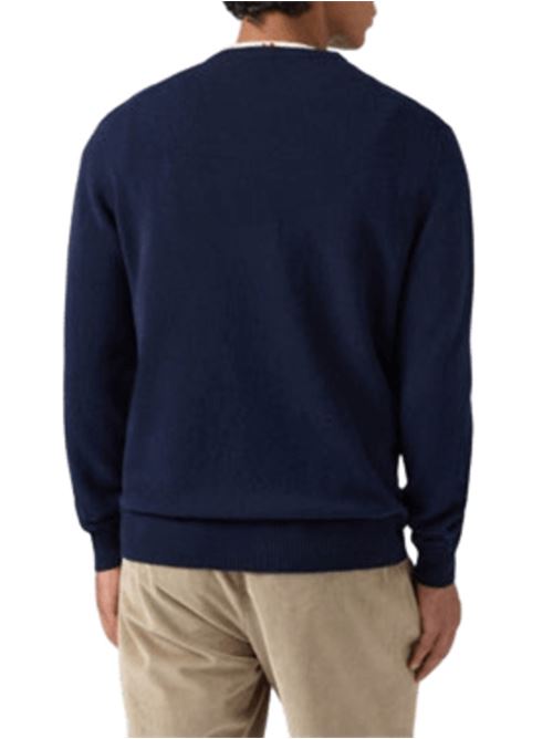 Maglione da uomo in pura lana, girocollo, color blu notte MC2 SAINT BARTH | REGE01100063I62