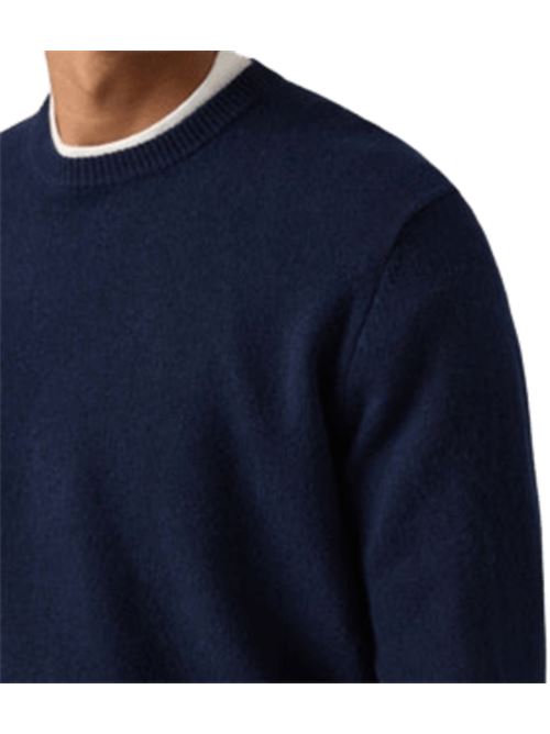 Maglione da uomo in pura lana, girocollo, color blu notte MC2 SAINT BARTH | REGE01100063I62