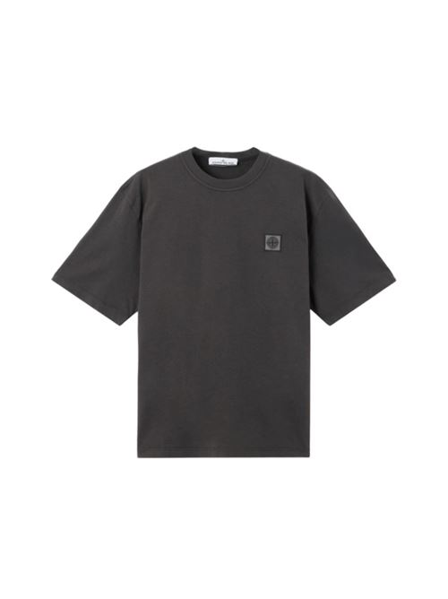T-shirt da uomo a manica corta in jersey di cotone biologico pettinato colore grigio scuro STONE ISLAND | 2100025S0115V0062