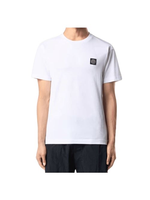 T-shirt da uomo, girocollo a manica corta in jersey di cotone colore bianco STONE ISLAND | 2100027S0013V0001