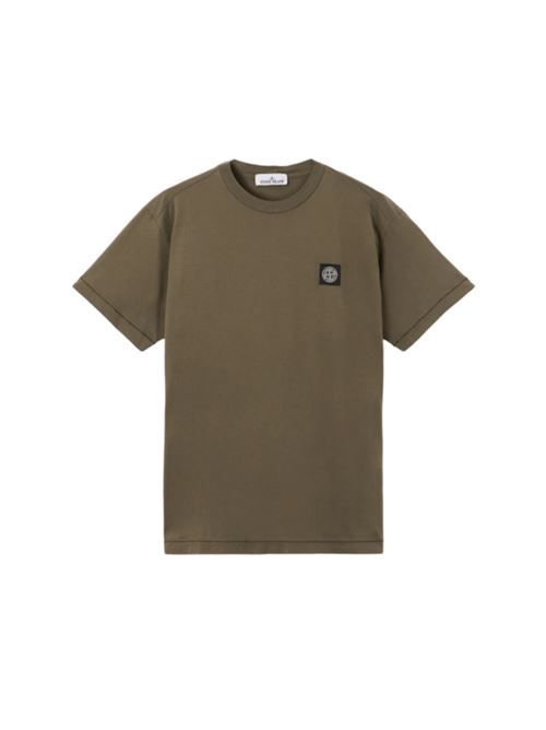 T-shirt da uomo, girocollo a manica corta in jersey di cotone colore verde militare STONE ISLAND | 2100027S0013V0054