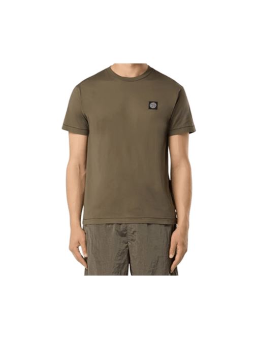 T-shirt da uomo, girocollo a manica corta in jersey di cotone colore verde militare STONE ISLAND | 2100027S0013V0054
