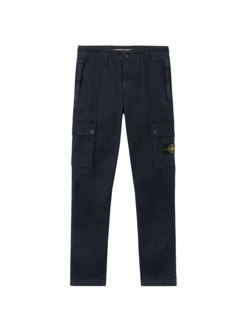 Pantalone da uomo cargo con tasche con zip in cotone elasticizzato blu STONE ISLAND | 3100034S00L1V0120
