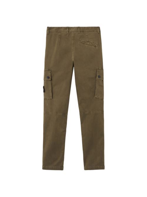 Pantalone da uomo cargo con tasche con zip in cotone elasticizzato verde militare STONE ISLAND | 3100034S00L1V0154