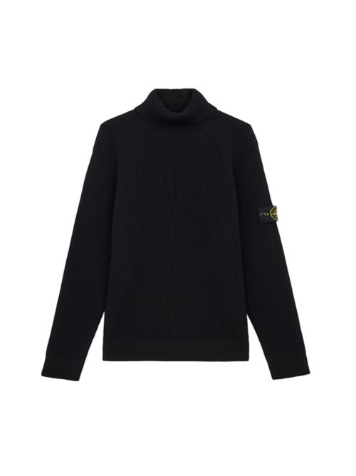 Maglione da uomo dolcevita finemente rifinito a costine colore nero STONE ISLAND | 5100052S00C2V0029