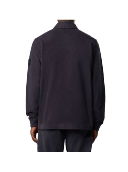 Polo da uomo in cotone pesante, garzato , manica lunga, color inchiostro STONE ISLAND | 6100054S0238V0026